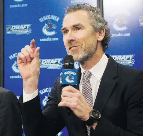  ?? ARLEN REDEKOP ?? Despite having about $23 million in cap space available this summer, Vancouver Canucks president Trevor Linden says the club wants to be “patient” with its roster decisions and will instead “stick to the plan” by putting an emphasis on homegrown talent.