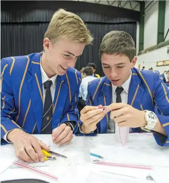  ?? PHOTO: USQ PHOTOGRAPH­Y ?? READY FOR THE CHALLENGE: Toowoomba Grammar School’s Pat McKay and Will Purcell.