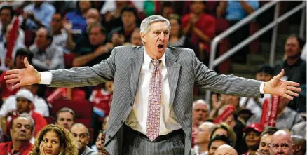  ?? Staff file photo ?? It was always intense when the Rockets faced Jerry Sloan and the Jazz. “But then after the game you go out and have a beer, and he’s one of the nicest guys you’ve ever been around,” former Rockets forward Matt Bullard said.