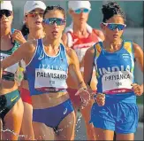  ?? FILE PHOTO ?? Uttar Pradesh’s Priyanka Goswami (first from right) led the pack at the Tokyo Olympics.