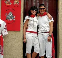  ??  ?? The couple in Pamplona for the Running of the Bulls.