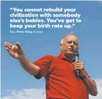  ?? BRYON HOULGRAVE, THE REGISTER ?? Rep. Steve King’s suggestion that Muslim children are stifling American culture drew no support from other Republican­s.