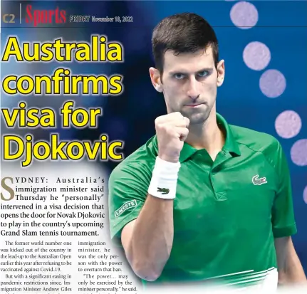  ?? PHOTO BY MARCO BERTORELLO/AFP ?? YES!
Serbia’s Novak Djokovic celebrates winning a point during his round-robin match against Russia’s Andrey Rublev on Wednesday, Nov. 16, 2022 (November 17 in Manila), at the ATP Finals tennis tournament in Turin.