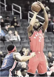  ?? NICK WASS AP ?? Raptors forward Kawhi Leonard had 41 points and 11 rebounds in Toronto’s double-overtime win at Washington.