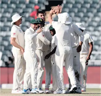  ??  ?? DUANNE Olivier was once again amongst the wickets yesterday at the Wanderers for South Africa and will hope to take a fistful more today as the Proteas seek to wrap up the third Test against Pakistan. | BackpagePi­x