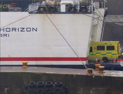  ??  ?? Ambulances entering the Stena Line Horizon at Rosslare Europort last Thursday.