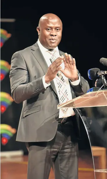  ?? /Financial Mail ?? Risk of insolvency: SABC acting CEO James Aguma, above, and former chief operating officer Hlaudi Motsoeneng were singled out several times in the ad hoc committee’s report for abusing their power.