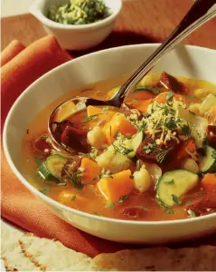  ??  ?? Rustic Vegetable Beet Soup