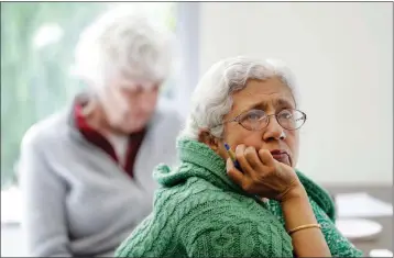  ?? ASSOCIATED PRESS ?? IN THIS APRIL 13 PHOTO, Sara Dhamija, right, listens to a teacher during an anti-bullying class at the On Lok 30th Street Senior Center in San Francisco. Nursing homes, senior centers and housing complexes for the elderly have introduced programs,...