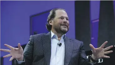  ?? JUSTIN SULLIVAN / GETTY IMAGES ?? Salesforce.com Inc. chief executive Marc Benioff is investing in new products to fuel
growth as his firm capitalize­s on business’ shift toward cloud-based software.