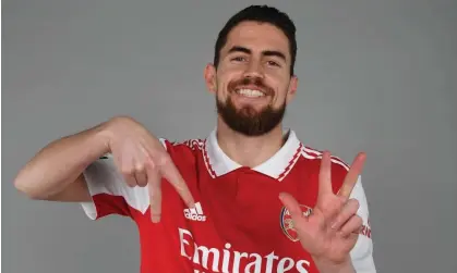  ?? ?? Jorginho in an Arsenal shirt after completing his move from Chelsea. Photograph: Stuart MacFarlane/Arsenal FC/Getty Images