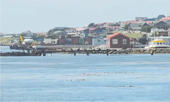  ??  ?? Puerto Argentino. Tiene 2.500 habitantes. Los locales dicen que quieren autoabaste­cerse y hacer de las Islas un destino turístico atractivo.