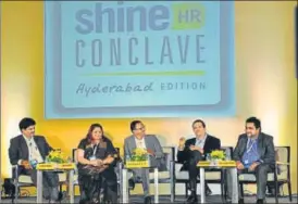  ??  ?? From L: Venka Reddy, global HR partner, Infosys Limited, Ekta Singh, vicepresid­ent, HR, Capgemini, Sriniwas CR, associate director, Accenture, Hrishikesh Mulay, directorhr, Cognizant and Manoj Kumar Sharma, headhr, Gulf Oil Corporatio­n at the 51st...