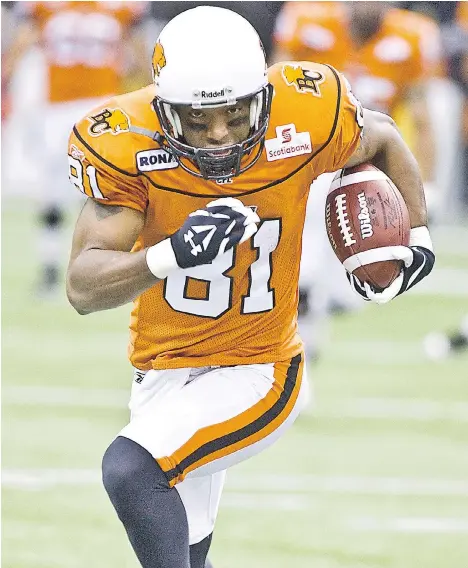  ??  ?? Geroy Simon holds the records for most catches and most receiving yards in CFL history. He was named to the Canadian Football Hall of Fame Wednesday.