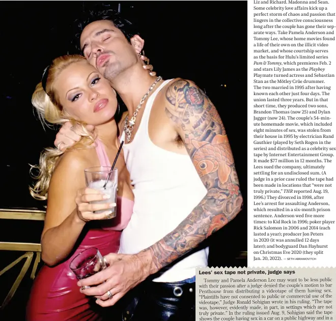  ?? ?? Newlyweds Pamela Anderson and Tommy Lee in Las Vegas in March 1995. Hulu revisits their romance and infamous sex tape in the limited series Pam & Tommy, debuting Feb. 2.