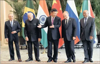  ?? PICTURE: JACOLINE SCHOONEES/AFRICAN NEWS AGENCY (ANA) ARCHIVES ?? Joining BRICS was one of the few gains made during Jacob Zuma’s presidency, says the writer. BRICS leaders in 2016 from left: Brazil President Michel Temer, India President Narendra Modi, China President Xi Jinping, Russia President Vladimir Putin and...