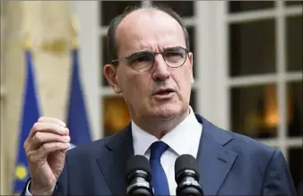  ?? (Photo Bernard Guay/AFP) ?? Le Premier ministre Jean Castex lors d’une conférence avec les syndicats hier à Matignon.