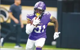  ?? Associated Press photo ?? In this Aug. 9 file photo, Minnesota Vikings running back Ameer Abdullah warms up before an NFL preseason football game against the New Orleans Saints in New Orleans.