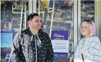  ?? PHOTOS: CHRISTINE O’CONNOR ?? Out of luck . . . Brisbane couple Jamz Perry and Alyssa Ervine drove from Wanaka to tour Cadbury World yesterday. The closure of Cadbury World meant they could not go on a tour, but they received a refund and a gift bag of chocolates.