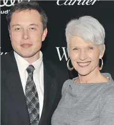  ?? FERNANDO LEON/GETTY IMAGES ?? Elon Musk and his mother, Maye Musk, at an awards ceremony in 2011 in New York City. Maye was born in Regina.
