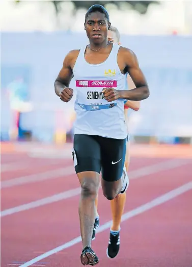  ?? Picture: ROGER SEDRES/GALLO IMAGES ?? TOUGH TASK: Caster Semenya in the women’s 1 500m during the Athletix Grand Prix Series 3 meeting in Paarl on March 22