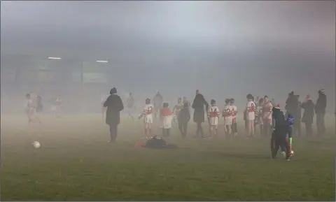  ??  ?? Smog at a recent Rackard League final played in St Patrick’s Park.