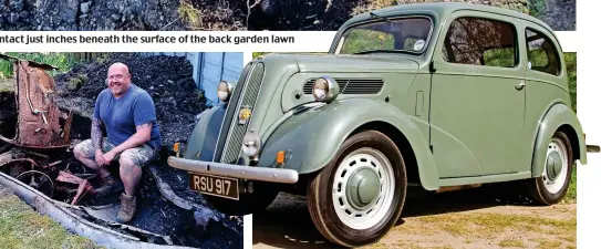  ??  ?? Run into the ground: John Brayshaw sits on the car Classic car: A ‘Pop’ like the one found in the garden