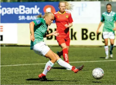  ?? SVEIN HAGEN ?? Tameka Butt setter inn 1–0-scoringen, og sørget for at hjemmelage­t kunne gå til pause med den samme ledelsen.