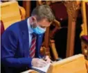  ?? FOTO: HÅKON MOSVOLD LARSEN / NTB ?? Helseminis­ter Bent Høie under debatten i Stortinget tirsdag.