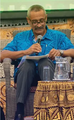  ?? Jone Salusalu ?? Renowned local surgeon Dr Eddie Hansel McCaig during the National Economic Summit at the Grand Pacific Hotel, Suva on April 20, 2023. Photo: