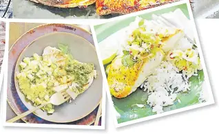  ?? Picture: CHEF LANCE SEETO Picture: CHEF LANCE SEETO ?? Herbs and citrus flavours are perfect for grilled fish.
Grilled fish with rice and salsa is always a healthy option.
