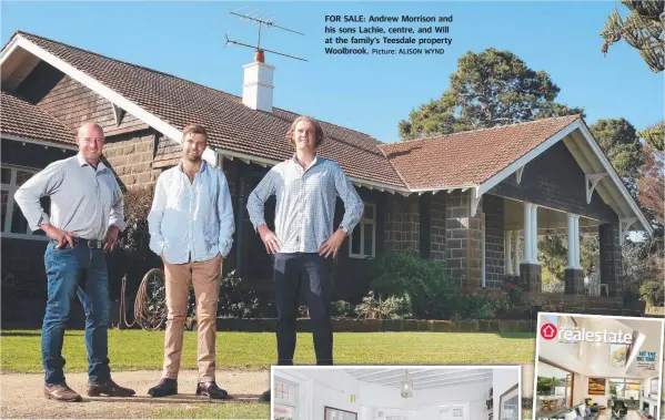  ?? Picture: ALISON WYND ?? FOR SALE: Andrew Morrison and his sons Lachie, centre, and Will at the family’s Teesdale property Woolbrook.