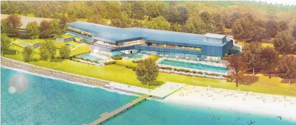  ?? VISUALISIE­RUNG: SCHAUER & CO ?? Touristisc­hes Aushängesc­hild: So soll die neue Therme samt Strandbad in Lindau aussehen.