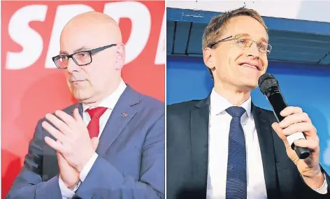  ?? FOTOS: REUTERS, GETTY ?? Verlierer und Gewinner in Schleswig-Holstein: SPD-Spitzenkan­didat Torsten Albig ( l.) und Daniel Günther (CDU).