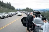  ?? John Meyer, Denver Post file ?? Dozens of cars are parked along the road to the Brainard Lake Recreation Area on July 25, 2020, a typical occurrence at the popular destinatio­n.