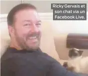  ??  ?? Ricky Gervais et son chat via un Facebook Live.