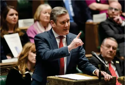  ?? File/reuters ?? Labour Party opposition leader Keir Starmer gestures during Prime Minister’s Questions at the House of Commons in London.