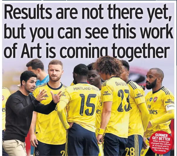  ??  ?? GUNNER GET BETTER Mikel Arteta has changed the culture at Arsenal and is beginning to reap the rewards