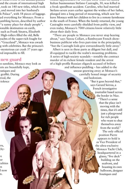  ??  ?? From top left: Frank Sinatra, Cary Grant and Elizabeth Taylor. Above: Prince Rainier III and Grace Kelly.