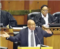  ?? PICTURE: GCIS ?? ANIMATED: President Jacob Zuma during his reply to questions in the National Assembly yesterday.