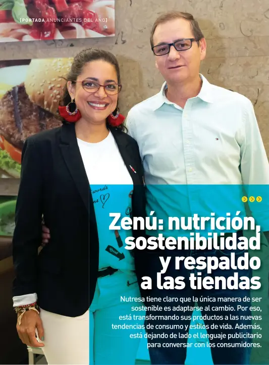  ??  ?? Luis Ignacio Salazar Naranjo, gerente comercial y Mayling Lorett Amador, directora de mercadeo del Grupo Nutresa.