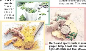  ?? (Courtesy pic) ?? Herbs and spices such as mint, turmeric and ginger help boost the immune system and fight off colds and flue.