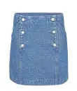  ?? ?? Patched and Button Blue Mini Skirt, £49.50, Oliver Bonas