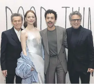  ?? ?? Willem Dafoe, Emma Stone, Ramy Youssef and Mark Ruffalo at the Poor Things premiere