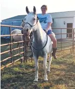  ??  ?? LEFT: Ryan Hardison gets to ride Cupid for the first time. He was a perfect gentleman.