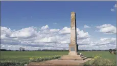  ??  ?? The Battle of Marston Moor monument overlooks the peaceful farmland on the site of the biggest clash of the English Civil War in 1644.