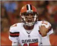  ?? RON SCHWANE — THE ASSOCIATED PRESS ?? Brock Osweiler will start against the Giants on Aug. 21, but will play less so DeShone Kizer can get into the game earlier.