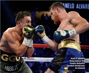  ?? Photo: JOE CAMPOREALE/USA TODAY SPORTS ?? PLAY IT AGAIN? Many believe the Canelo-golovkin rematch should now be shelved
