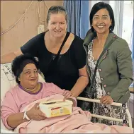  ?? Picture: SUPPLIED ?? WELCOME HELP: Patient Colleen Peters seen here with church-goer Linda van Heerden and Frere CEO Dr Rolene Wagner