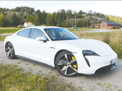  ?? PHOTOS: ANDREW MCCREDIE ?? The Taycan Turbo S might be a sedan by definition, but by all other accounts is an unabashed and unapologet­ic sports car.